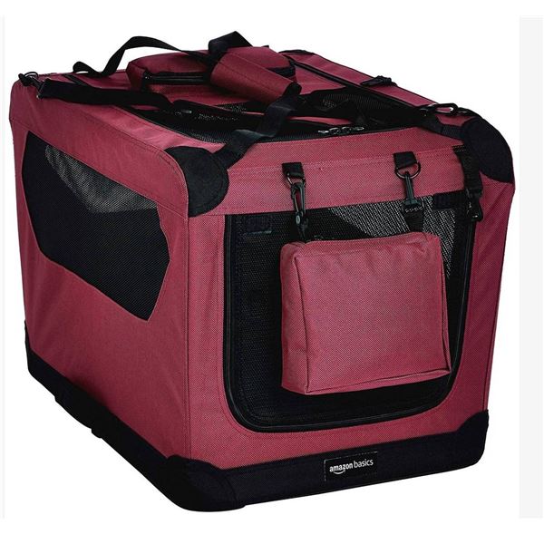 Amazon Basics 36 Inch Red Soft Pet Crate