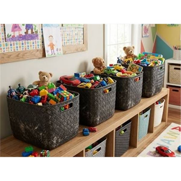 2 Packs of 2 (4 bins total)-Â  AmazonBasics Storage Bins