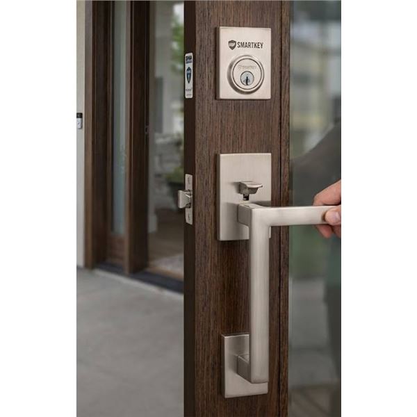 Weiser Securekey Satin Nickel Door Handle Set