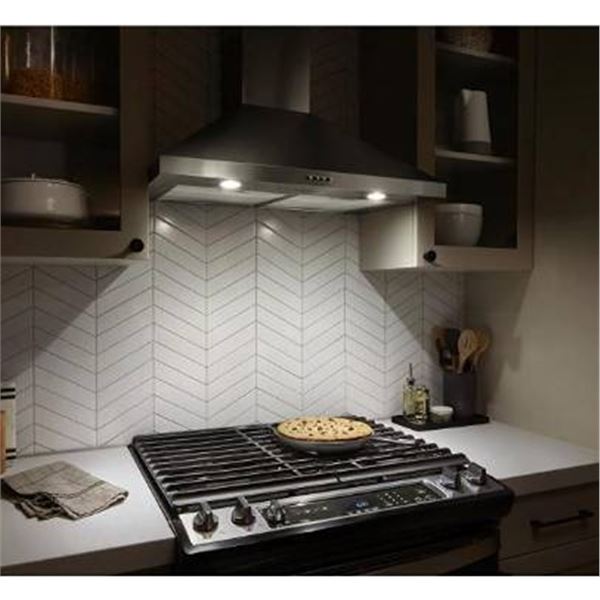 Whirlpool WVW73UC0LS Range Hood, 30 inch Exterior Width, 3, 300 CFM, LED, Aluminum Mesh Filter, Stai
