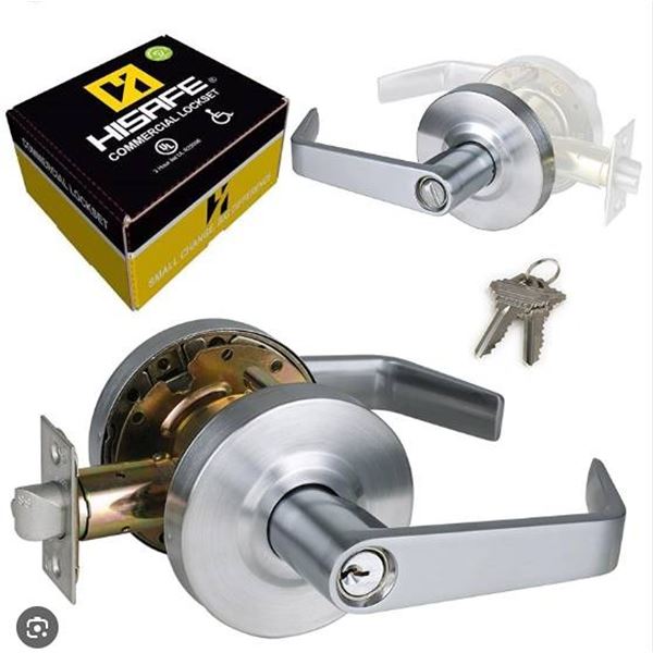 Keyed Entry Grade 2 Commercial Door Locks Heavy Duty Office Door Lever, Non-Handed, UL 3 Hour Fire R