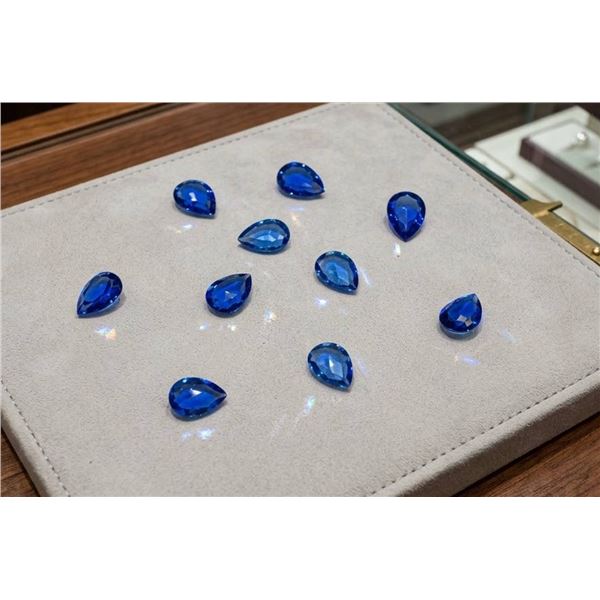 LOT of 10 Pear-Shaped Blue Gemstones - approx 2.75 carats TW
