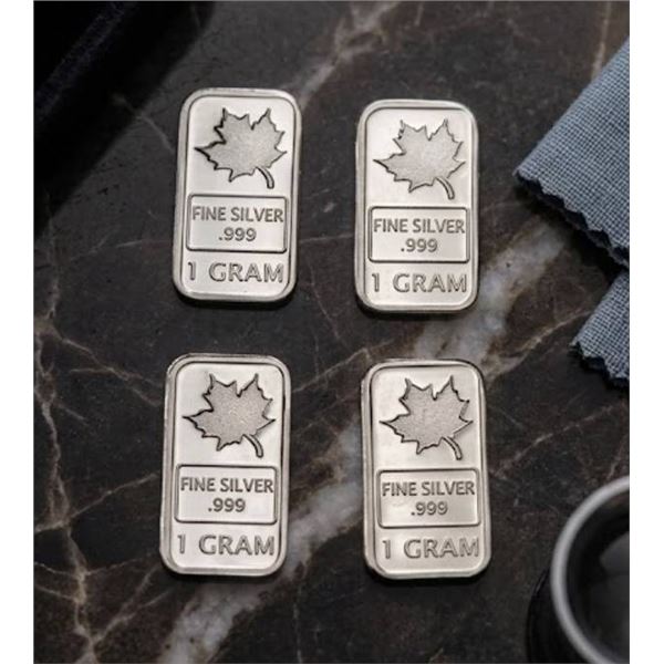Lot of Four 1 Gram Silver Bars .999