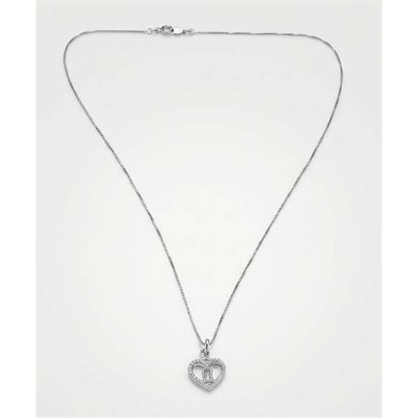 Silver Heart Keyhole Pendant Necklace