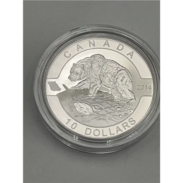 2014 Canada $10 .999 Silver Coin Grizzly Bear