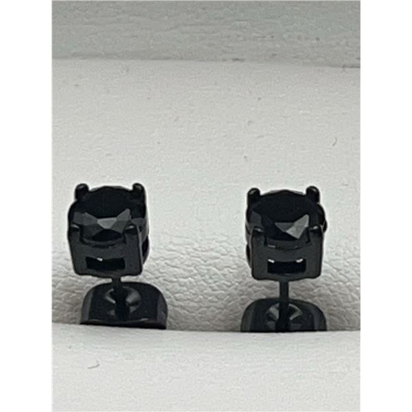 1.0 Carat Black Solitaire stud earrings Set