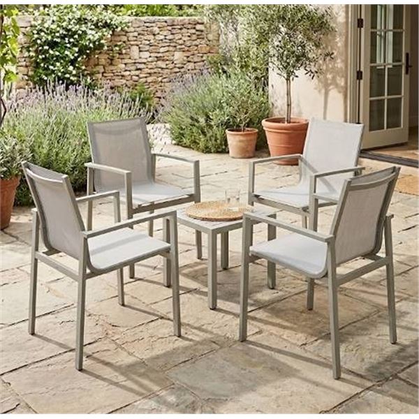 4 Gray Mesh Patio Chairs - CHAIRS ONLY