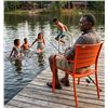 Image 1 : Orange Metal Slat-Back Armchair