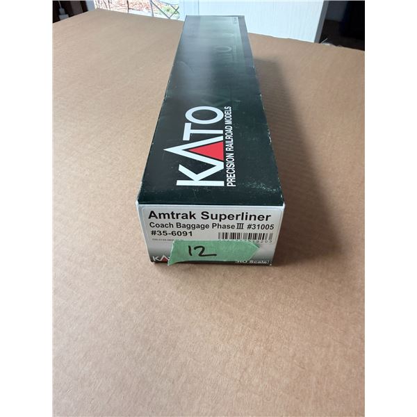 KATO HO SCALE AMTRAK SUPERLINER COACH BAGGAGE PASSENGER CAR #35-6091