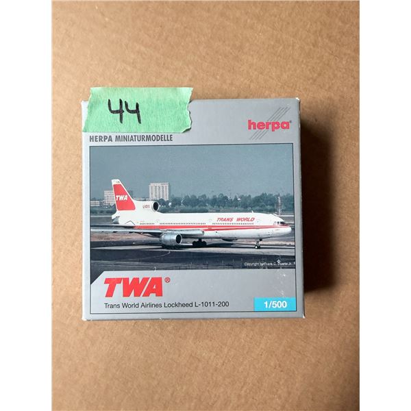 HERPA TWA LOCKHEED L-1011-200 1:500 MODEL AIRPLANE DIECAST