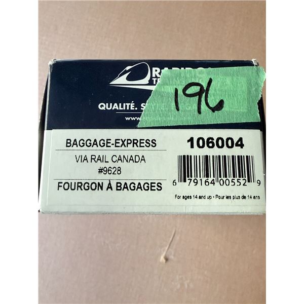 RAPIDO VIA RAIL CANADA BAGGAGE-EXPRESS MODEL TRAIN CAR #9628