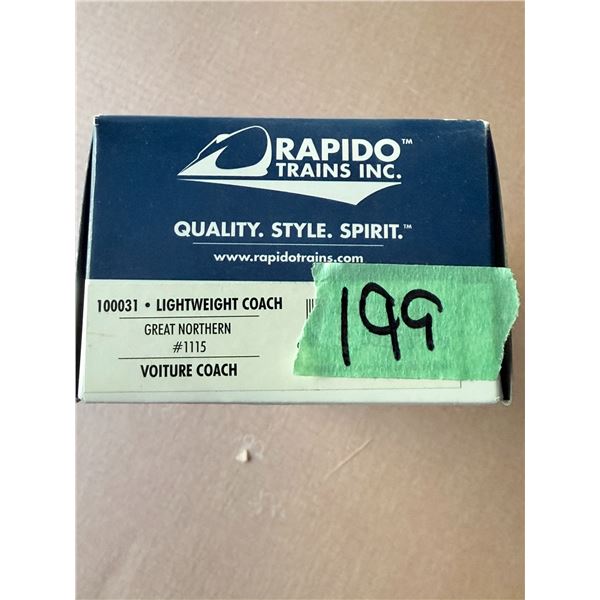 RAPIDO TRAINS GREAT NORTHERN LIGHTWEIGHT COACH PASSENGER CAR #1115