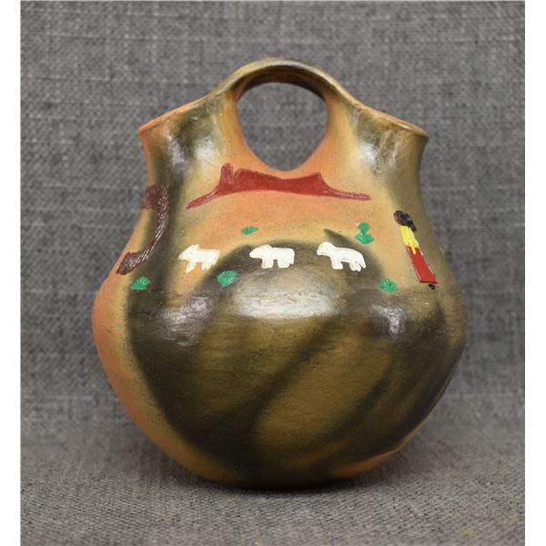 NAVAJO POTTERY WEDDING VASE (ELIZABETH MANYGOATS)