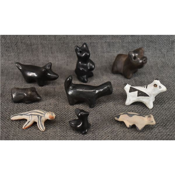 NINE MINIATURE PUEBLO POTTERY ANIMALS