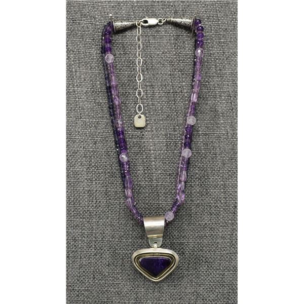 NAVAJO PENDANT (ESTHER WOOD) AND GEM STONE NECKLACE (RICHARD LINDSEY)