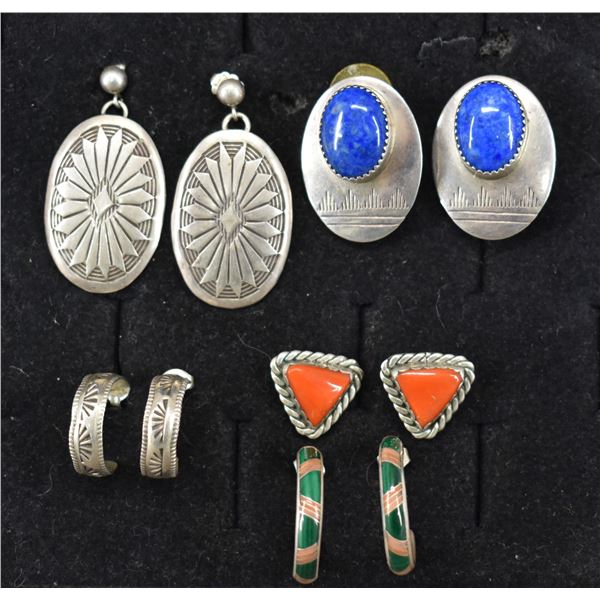SIX PAIRS OF NATIVE AMERICAN EARRINGS