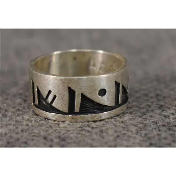 HOPI INDIAN SILVER RING (JOE YOWYTEWA)
