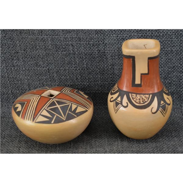 TWO MINIATURE HOPI POTTERY JARS (DARLENE NAMPEYO )
