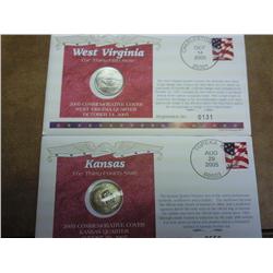 2-50 State Quarter FDC's With Quarters (UNC)