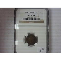 1864 L Indian Head Cent NGC VG10BN
