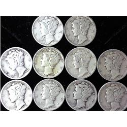 10 Assorted Mercury Dimes