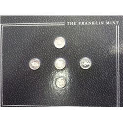 5 Franklin Mint Mini Sterling Medals