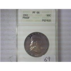 1961 Franklin Half ANACS PF66