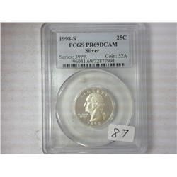 1998-S Washington Quarter PCGS PR69DCAM Silver