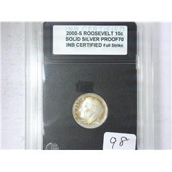 2000-S Roosevelt Dime INB Proof 70 Silver