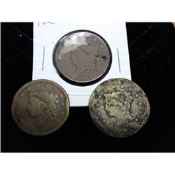 1825, 1838 And 1849 US Large Cents (As Shown)