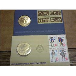 2 US Mint 1st Day Covers With Medals