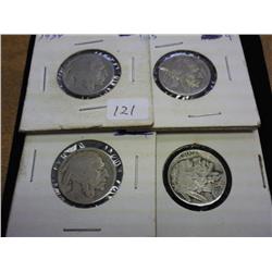 1934, 35, 36 And 37 Buffalo Nickels