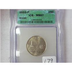 2003-P Maine Quarter ICG MS 67
