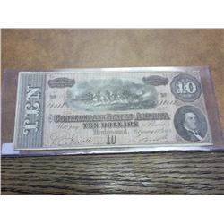 1864 Confederate $10 Currency