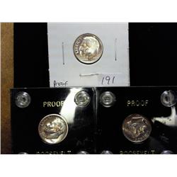 1961, 62 And 64 Roosevelt Dimes (Proof)