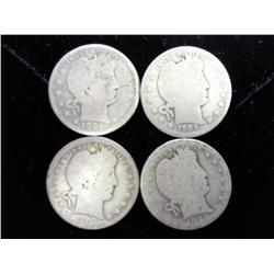 4 Assorted Barber Quarters
