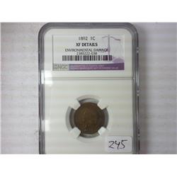 1892 Indian Head Cent NGC XF Details