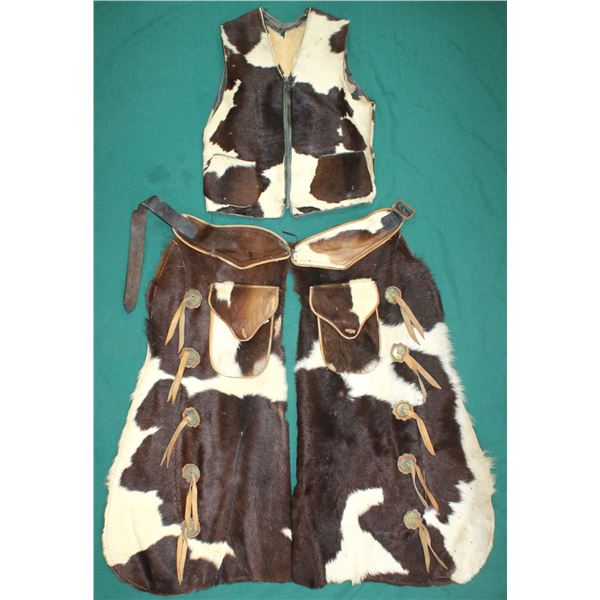 Mens Cowhide Chaps and Vest