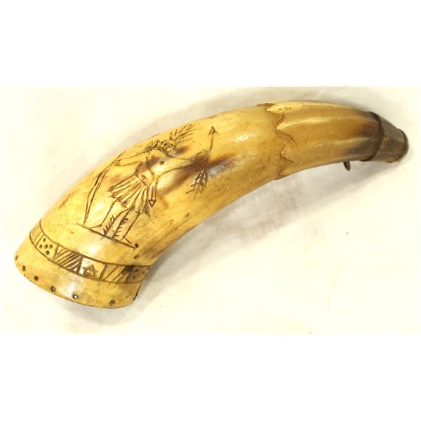 Antique Carved Powderhorn