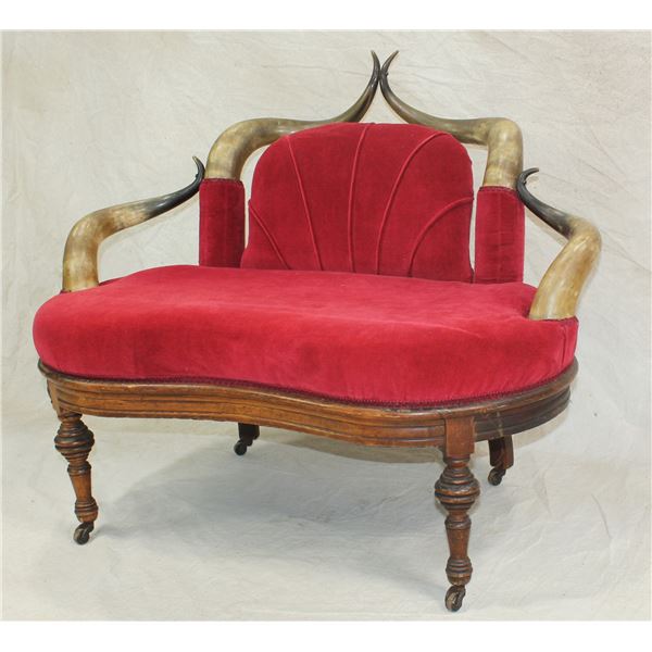 Antique Western Longhorn Settee Sofa