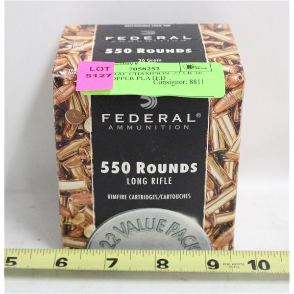550 FEDERAL CHAMPION .22 LR 36 GRAIN COPPER PLATED