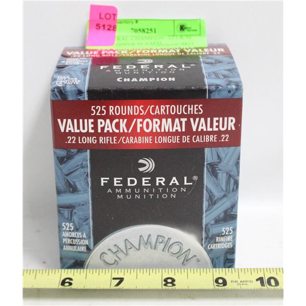 525 FEDERAL CHAMPION .22 LR 36 GRAIN COPPER PLATED