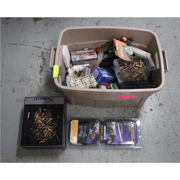 TOTE OF FIREARMS ACCESSORIES INCLUDES SHELLS & MOR
