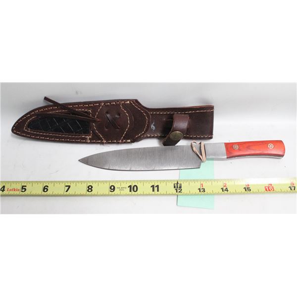 DAMASCUS HUNTING KNIFE ROSEWOOD HANDLE