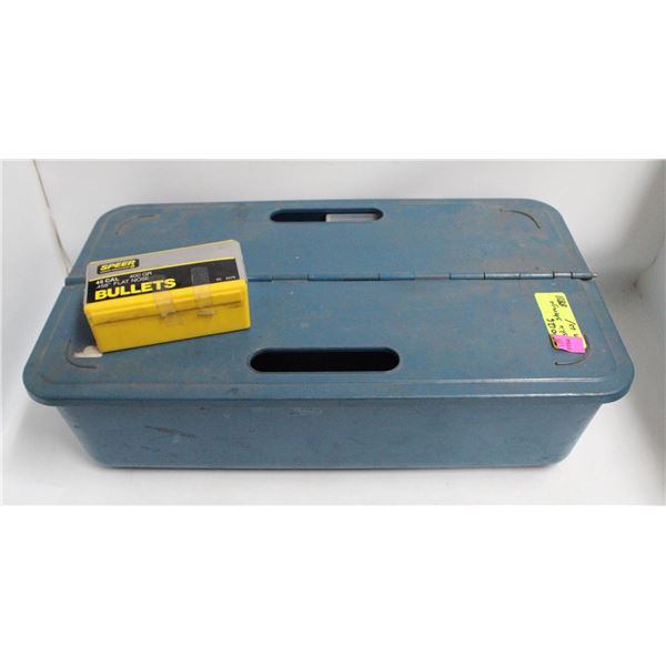 PLASTIC STORAGE BIN W/ 18 45 CAL 400 GRAIN FLAT