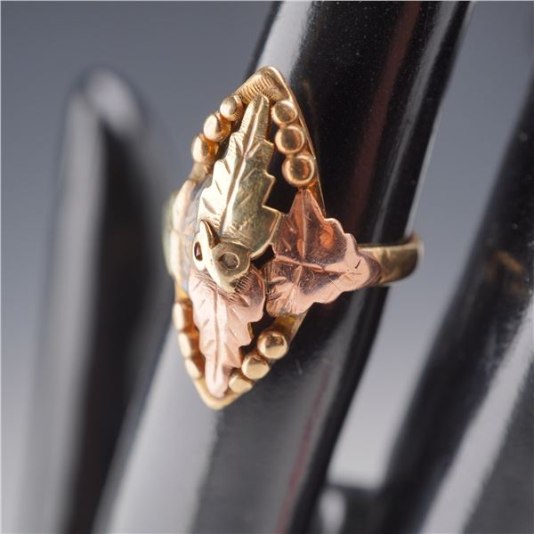 Black Hills Gold Jewelry Multi-Tone 10K-12K Gold Leaf Ring