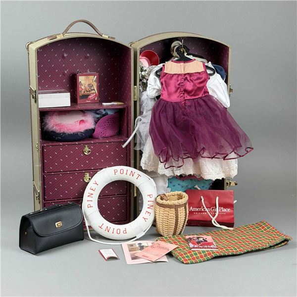 American Girl Samantha Parkington Steamer Trunk with a Collection of Clothes and Accessories