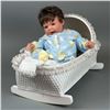 Image 2 : Lee Middleton Doll Company Boy Doll with Wicker Rocking Bassinet