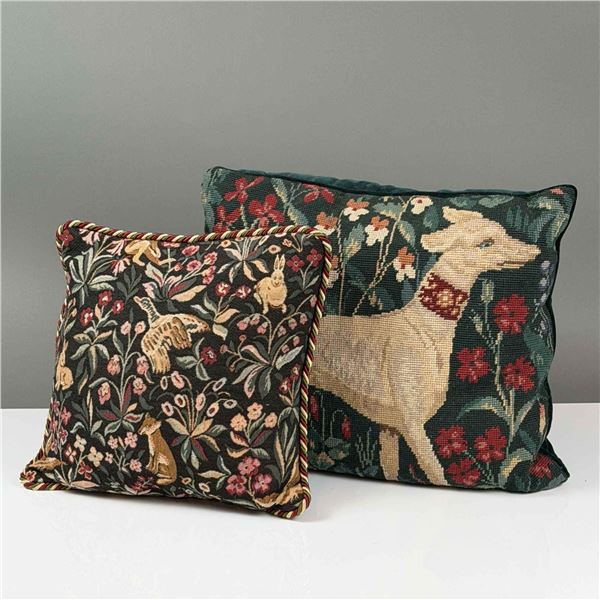 2pc Handwoven and Needlepoint Pillows
