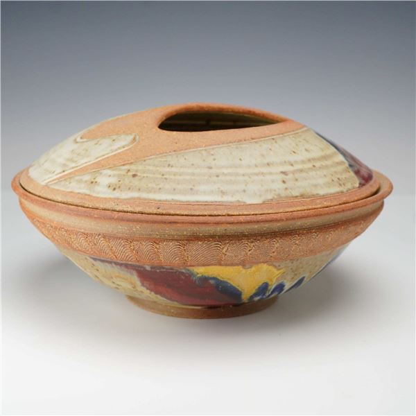 Signed Ken Pick Studio Art Pottery Lidded Serving Bowl